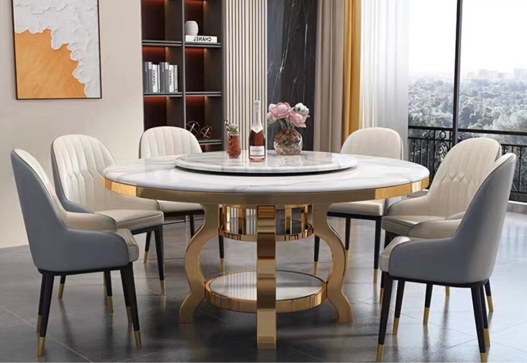 FLORES Modern Round Marble Dining Table