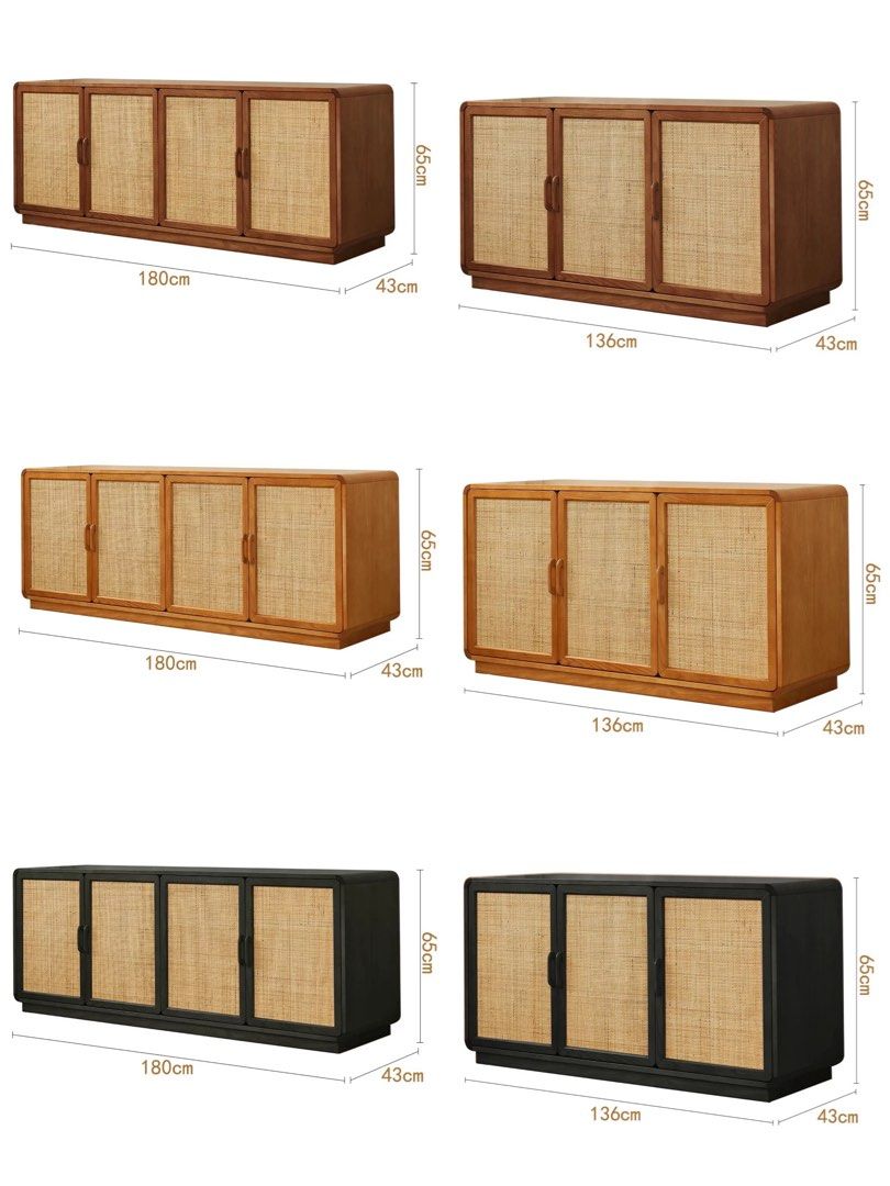VESARA Rustic Rattan Sideboard
