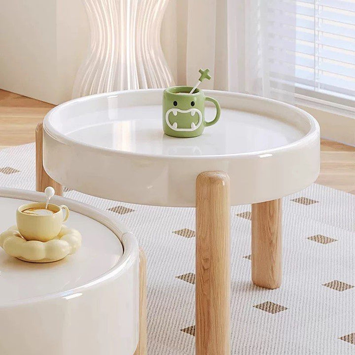 AIDEN Japandi Solid Wood Round Coffee Table