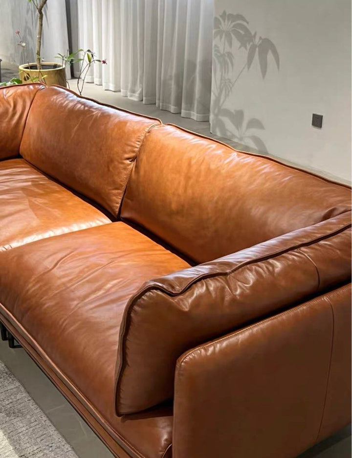 VRENO Modern Grain Leather Sofa