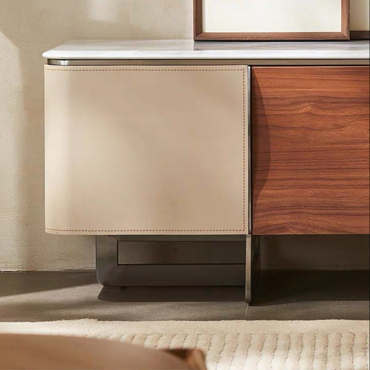 VACLA Modern Saddle Leather TV Console