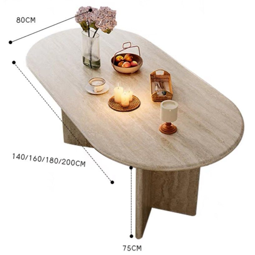 ZAILE Modern Travertine Dining Table