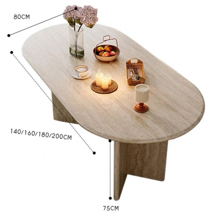 ZAILE Modern Travertine Dining Table