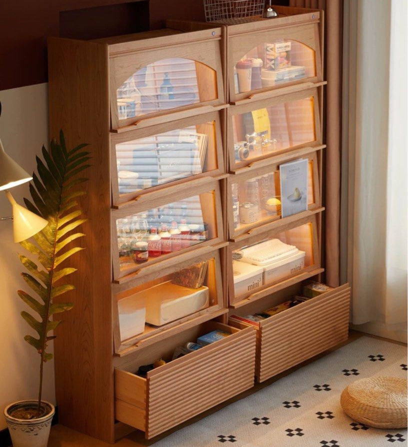 KAYLA Modern Cherry Wood Display Shelf