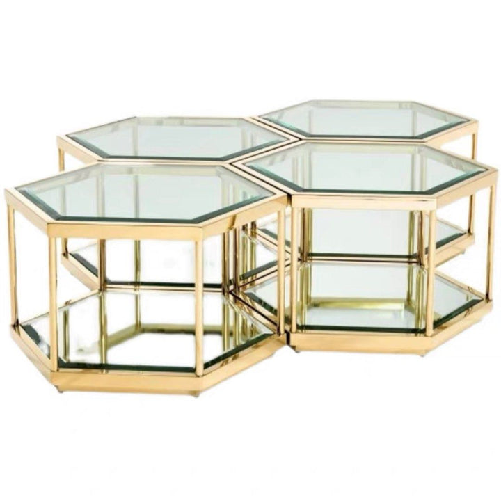 TANIA Modern Honeycomb Glass Coffee Table
