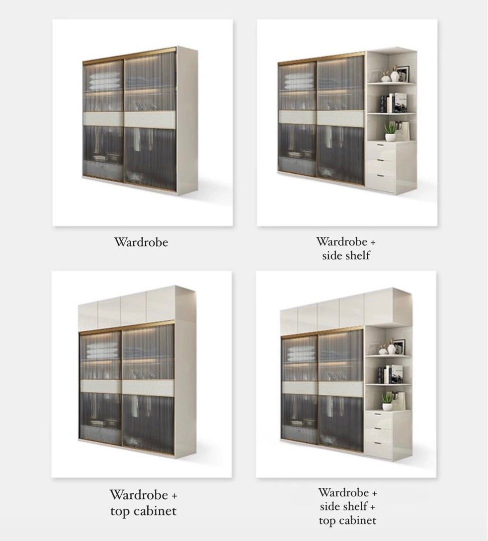 TULLIA Modern Gold & White Wardrobe