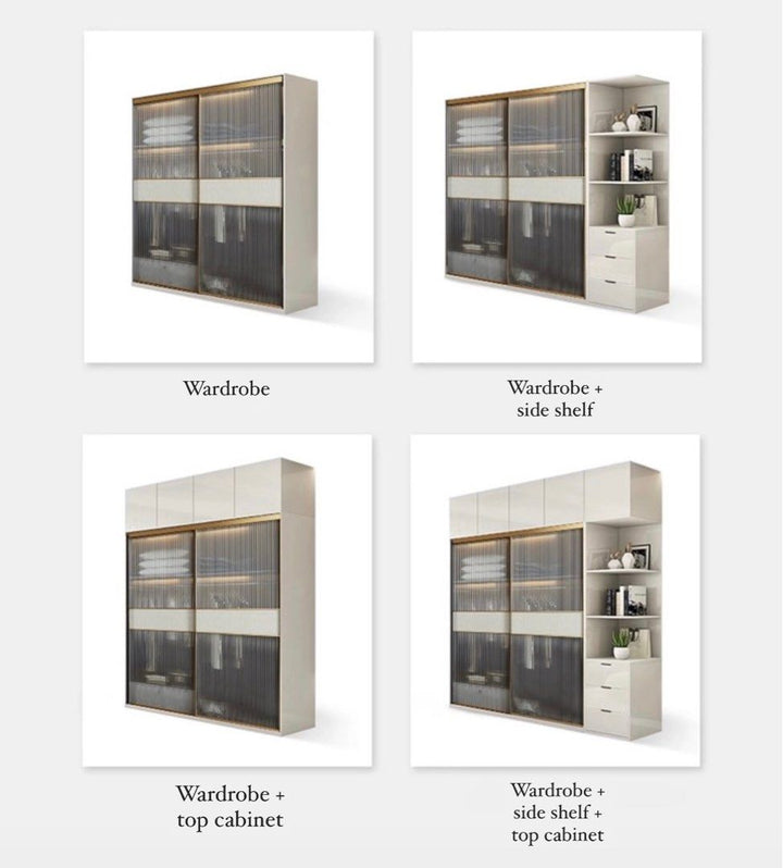 TULLIA Modern Gold & White Wardrobe