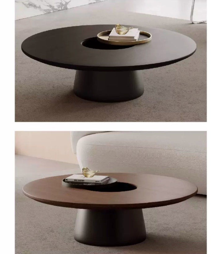 HARLEEN Modern Solid Wood Round Coffee Table