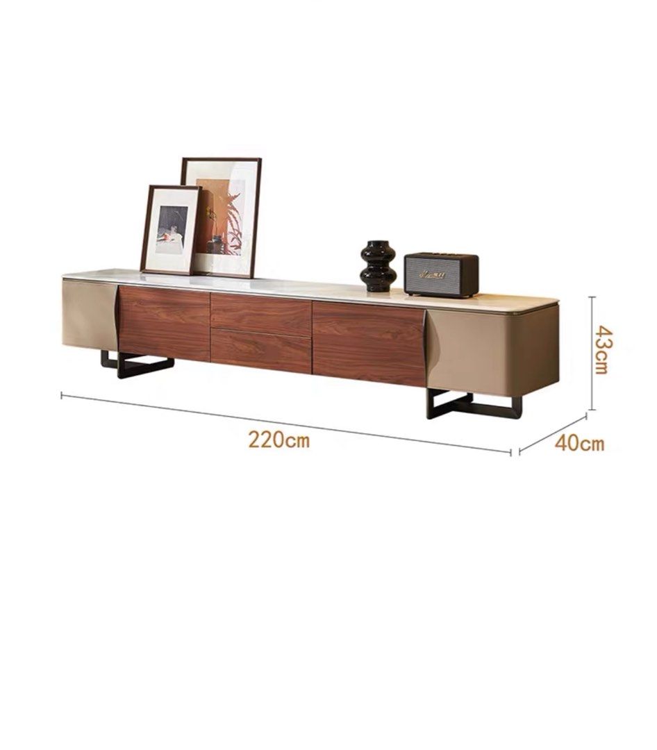 VACLA Modern Saddle Leather TV Console