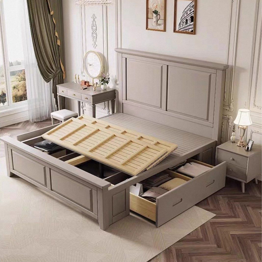KISALE Vintage Solid Wood Bedframe