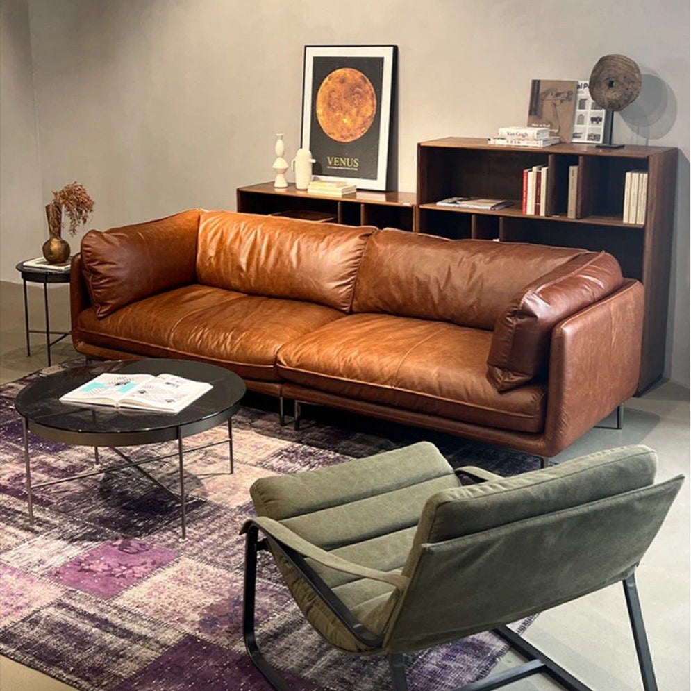 VRENO Modern Grain Leather Sofa