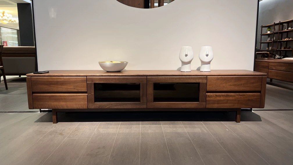 HAROL Modern Solid Walnut Wood TV Console
