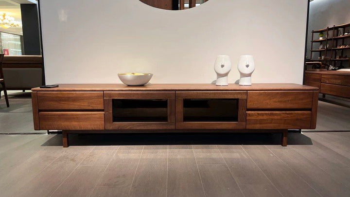 HAROL Modern Solid Walnut Wood TV Console