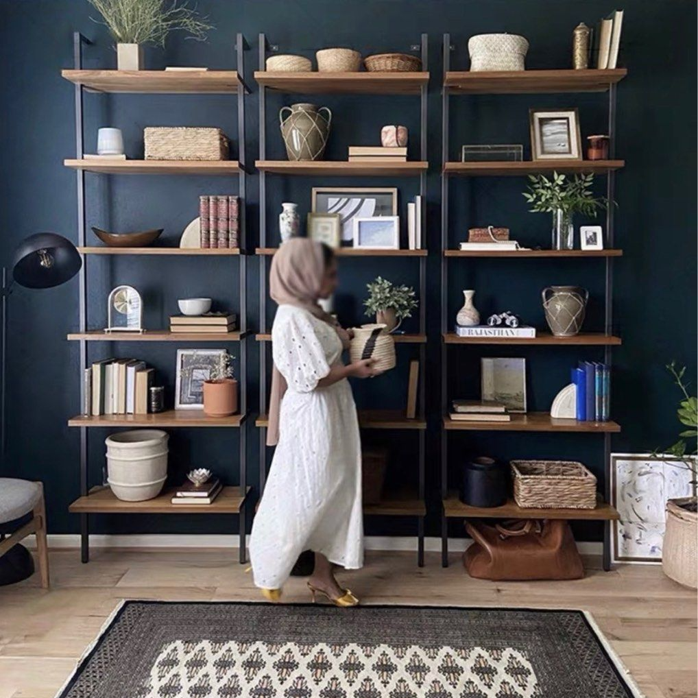 ELIZABETE Industrial Solid Wood Display Wall Shelf