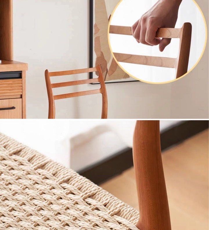 SERIO Solid Wood & Rattan Dining Chair