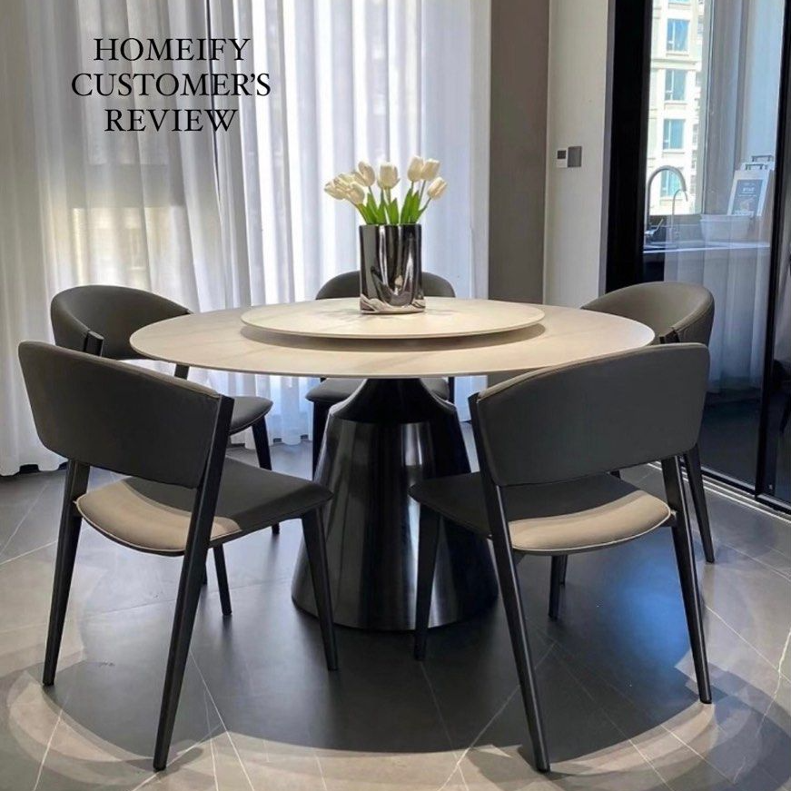 MACK Round Marble Dining Table With Lazy Susan
