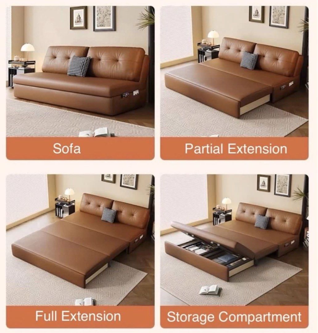 ZANI Scratch Resistant Leather Storage Sofa Bed