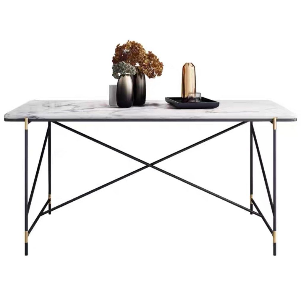 HOLYFIELD Industrial Marble Dining Table