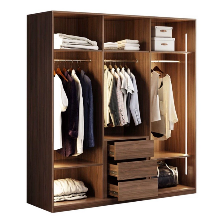 JULIUS Rustic LED Walnut Wardrobe