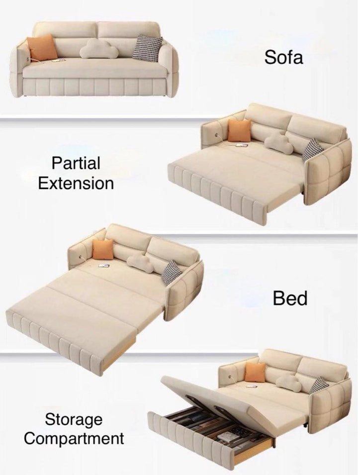 VERANDO Modern Leathaire Storage Sofa Bed