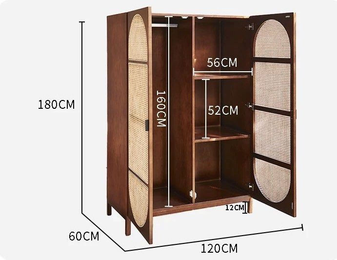 VIBIANA Vintage Rattan Wardrobe
