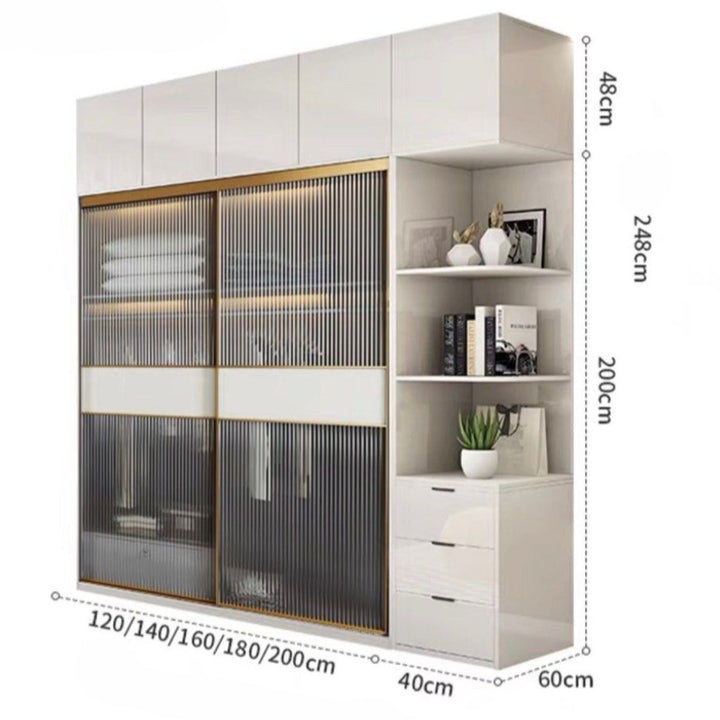 TULLIA Modern Gold & White Wardrobe