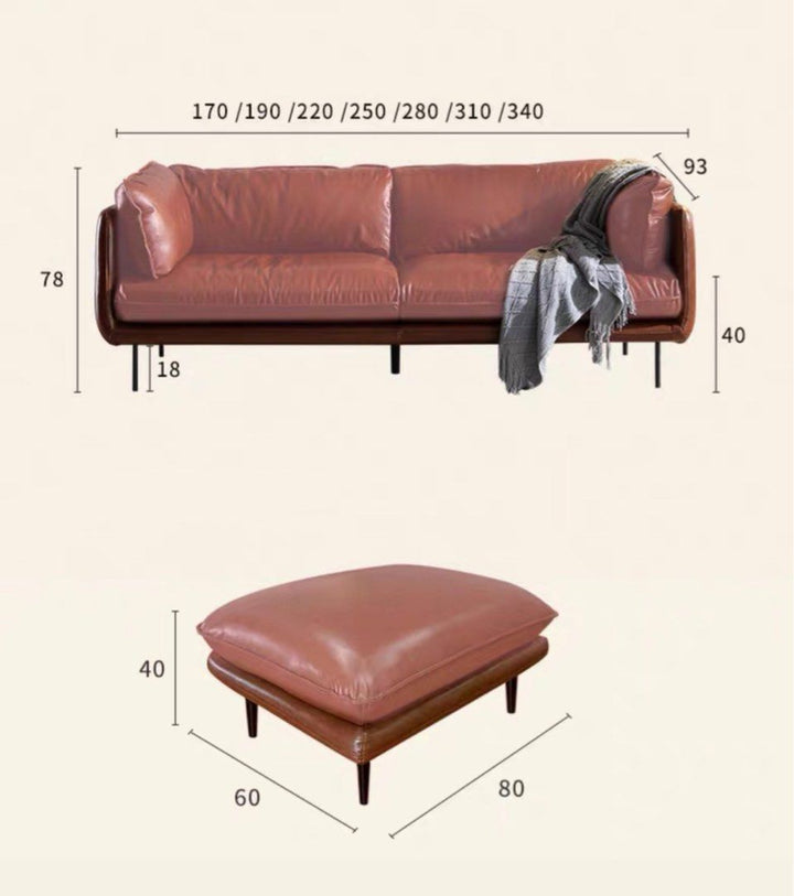 VRENO Modern Grain Leather Sofa