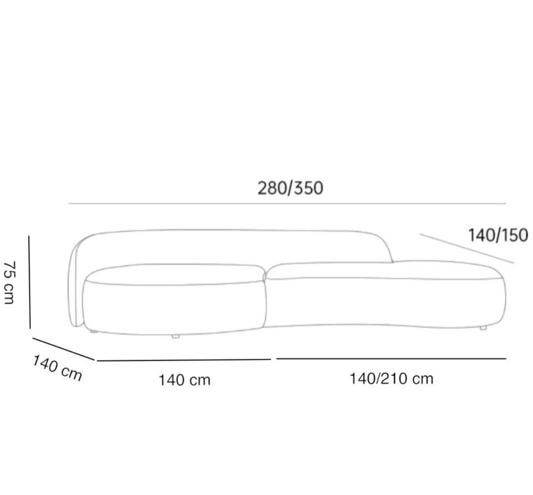 BASTEL Scratch Resistant Leather Curve Sofa