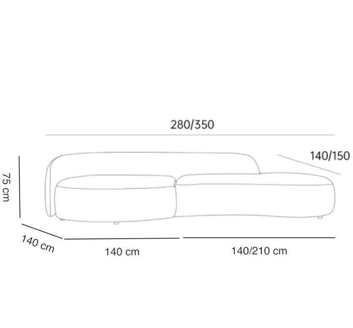 BASTEL Scratch Resistant Leather Curve Sofa