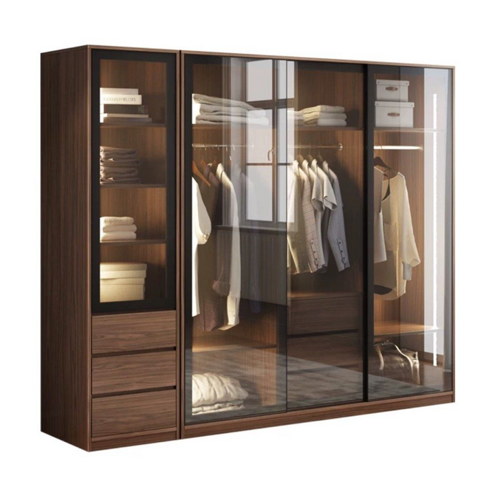 JULIUS Rustic LED Walnut Wardrobe