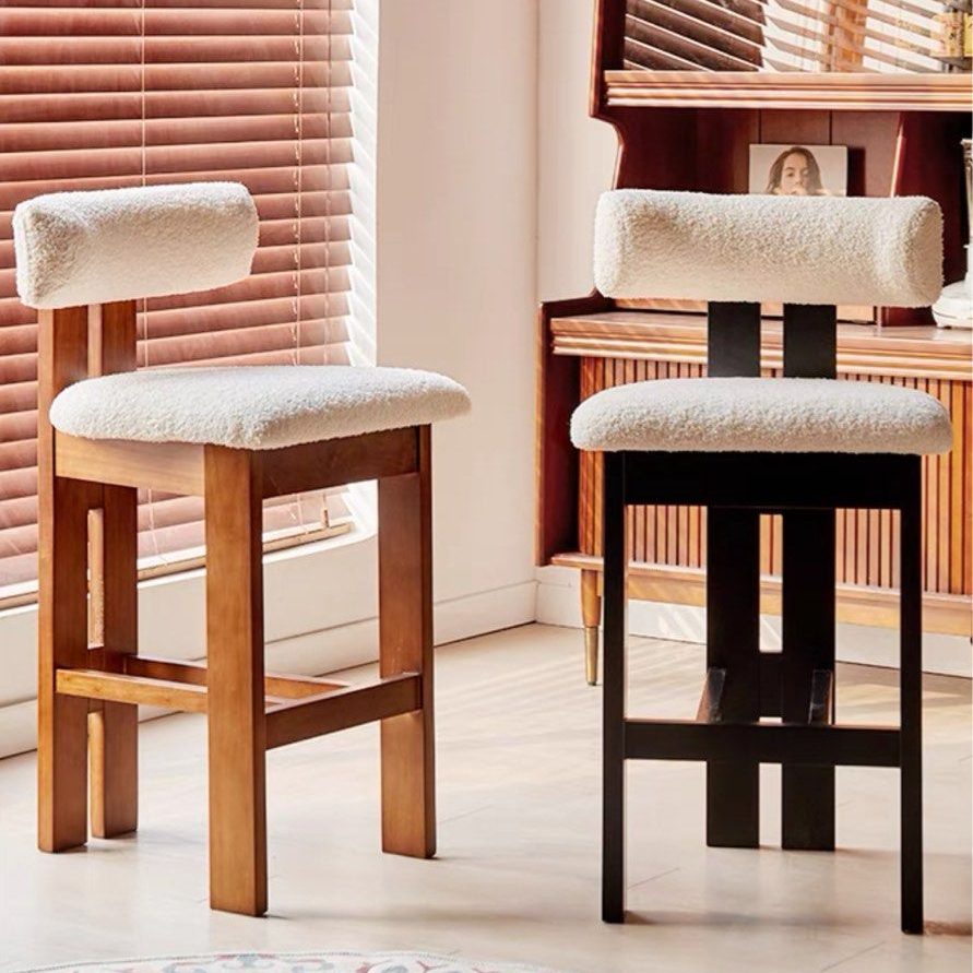 GALWAY Modern Solid Wood Boucle Bar Stool