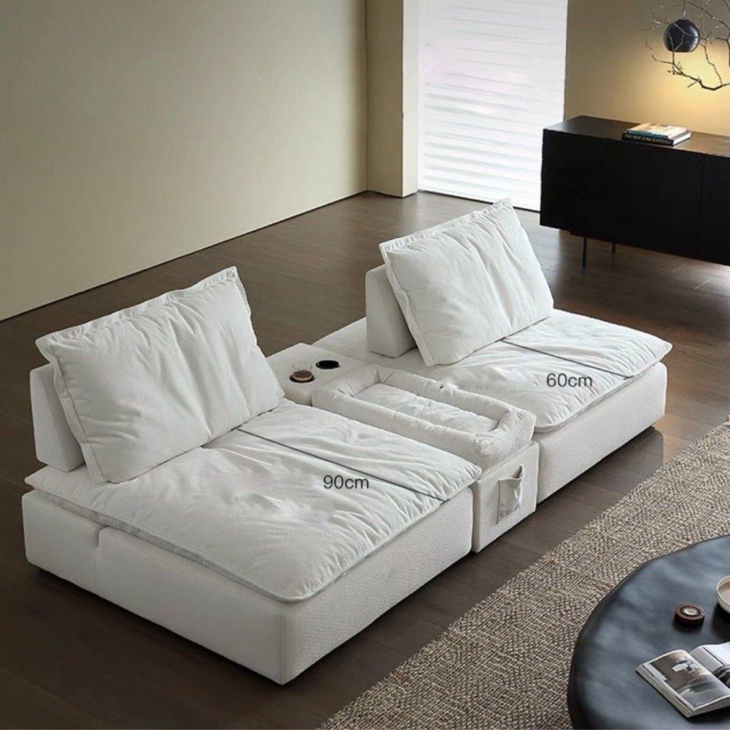 PALVANI Modern Boucle Slider Sofa