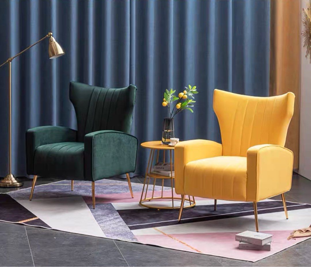 LEVI Winged Velvet Armchair