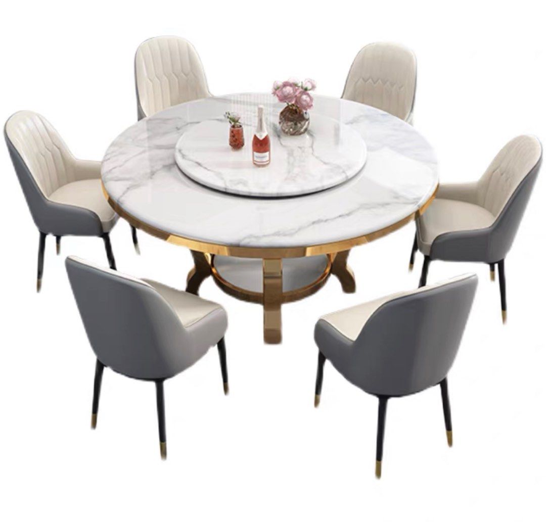 FLORES Modern Round Marble Dining Table