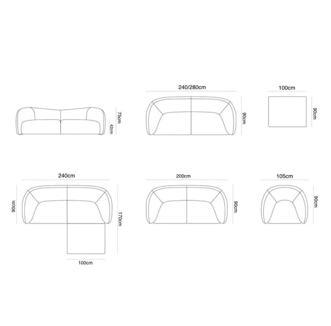 PEREZ Modern Scratch Resistant Curve Sofa
