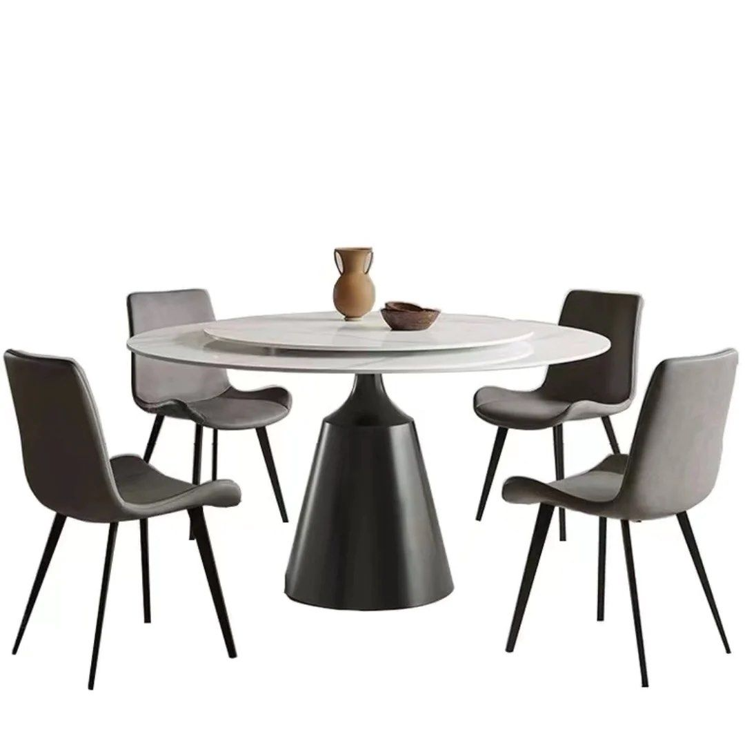 MACK Round Marble Dining Table With Lazy Susan