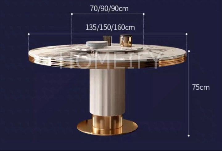 GORDON Luxurious Round Marble Dining Table