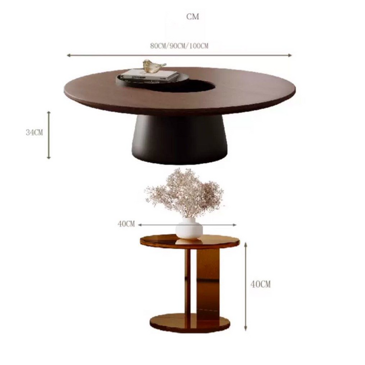 HARLEEN Modern Solid Wood Round Coffee Table