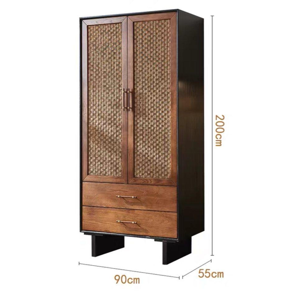 FLAVIA Rustic Rattan Wardrobe