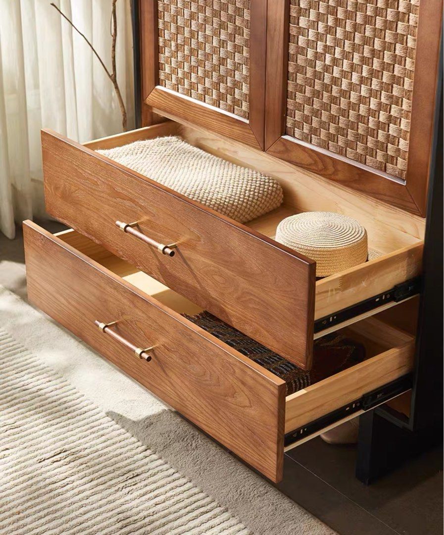 FLAVIA Rustic Rattan Wardrobe