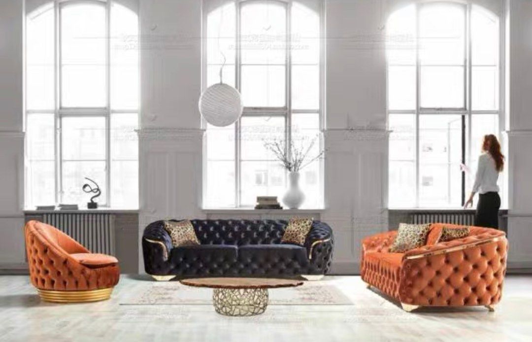 MALVEN Modern Velvet Chesterfield Sofa