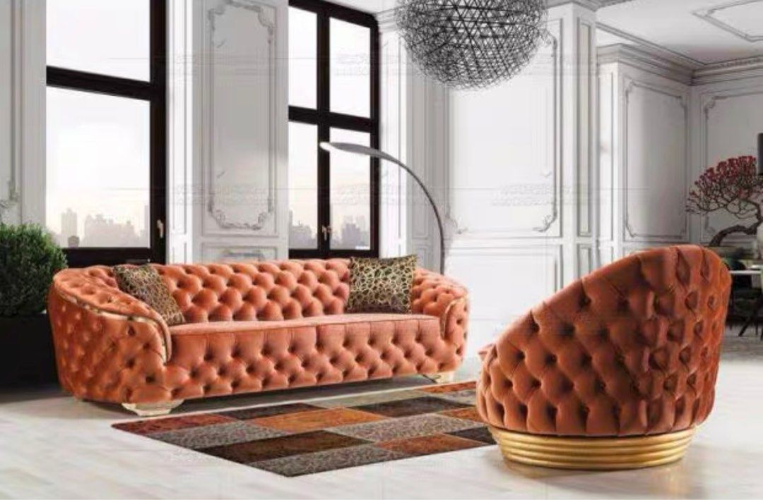MALVEN Modern Velvet Chesterfield Sofa