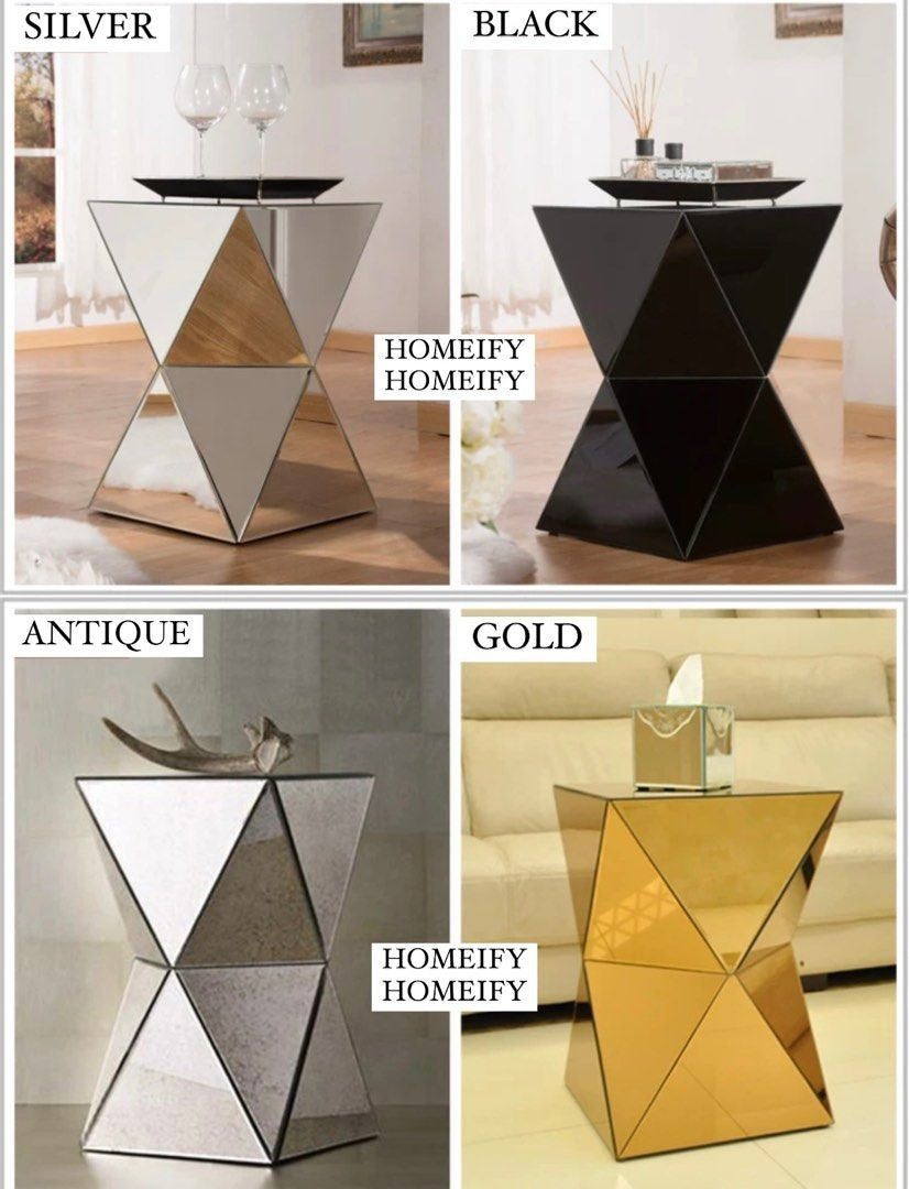 WILLIE Mirrored Prism Side Table