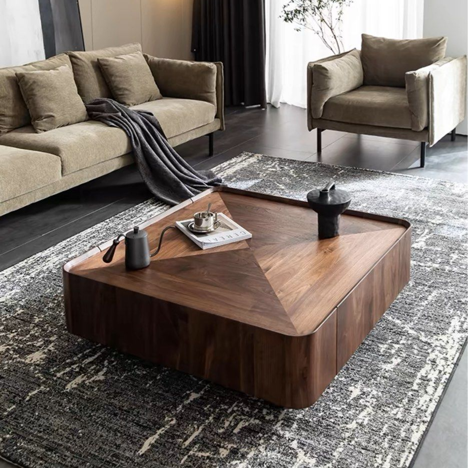 CACIO Modern Walnut Coffee Table & TV Console