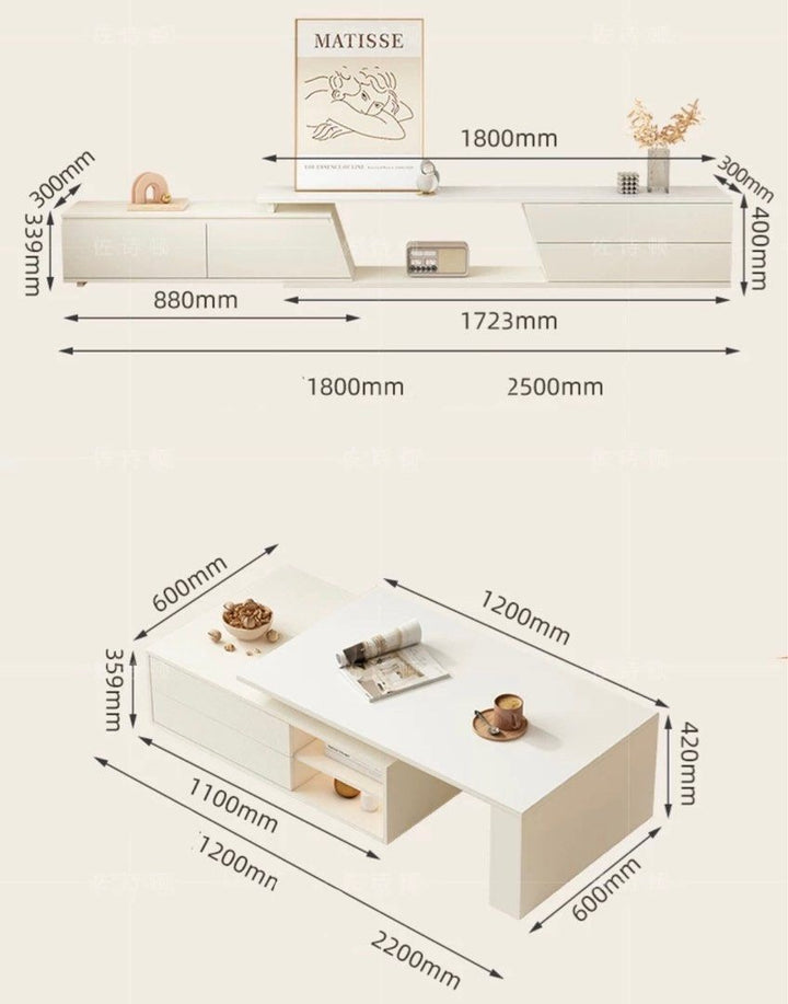 KANTAROS Modern Extendable TV Console & Coffee Table