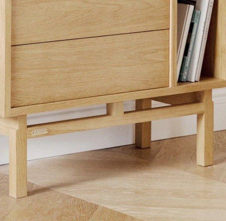 MERIOP Scandinavian Solid Wood Display Cabinet