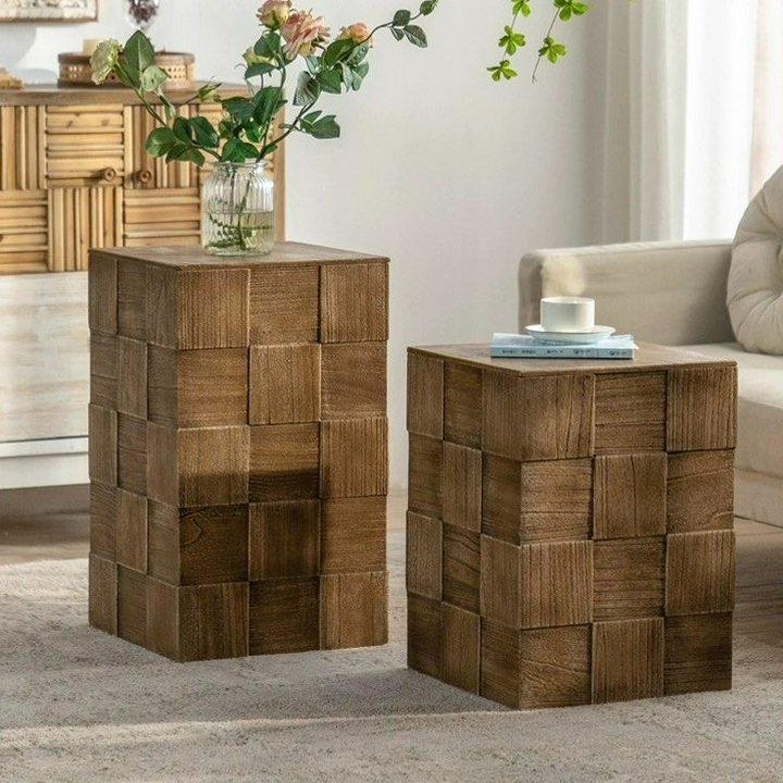 MARNEUS Rustic Storage Side Table