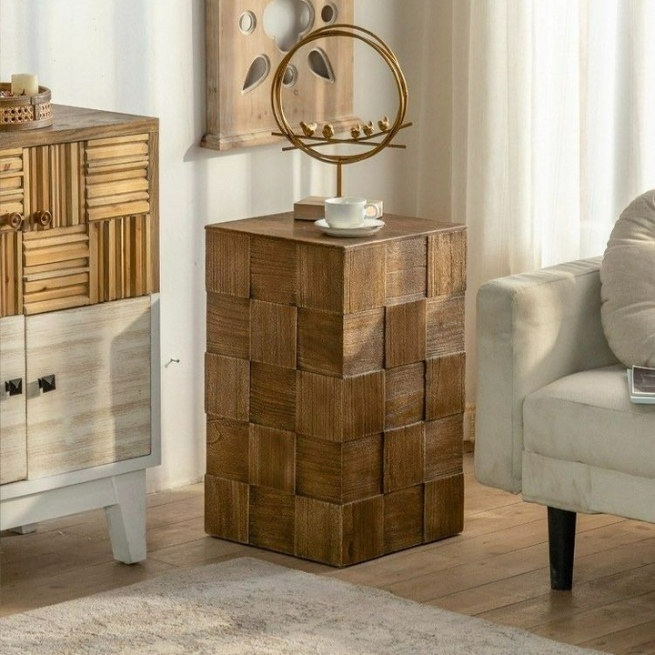 MARNEUS Rustic Storage Side Table