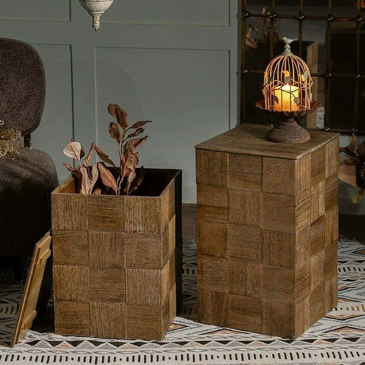 MARNEUS Rustic Storage Side Table