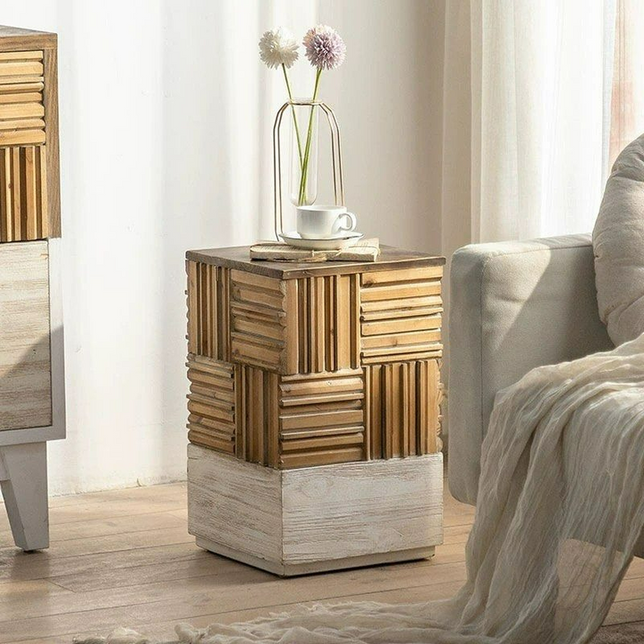 MARNEUS Rustic Storage Side Table